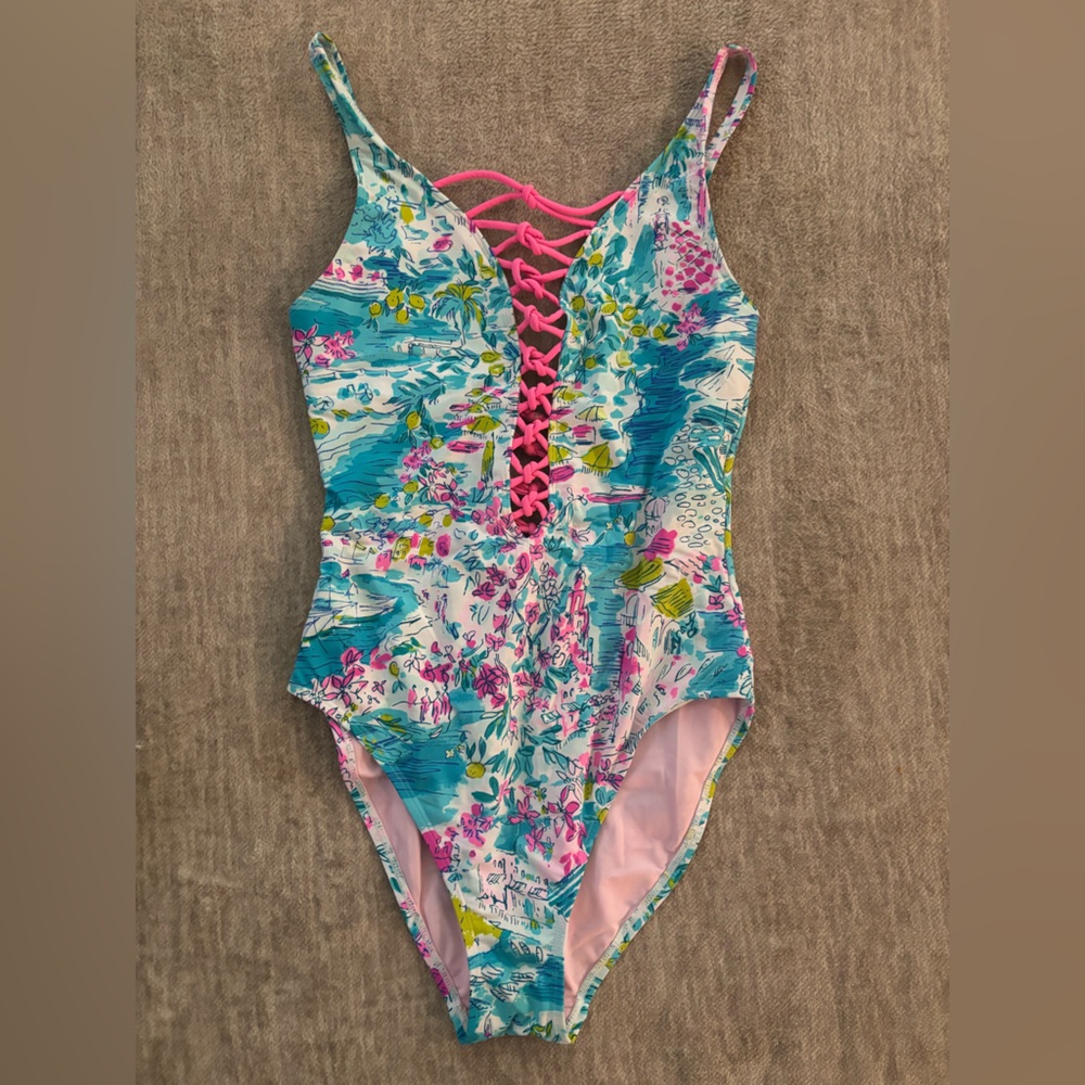 Lilly Pulitzer Blue and Pink One Piece Swim